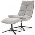 Marcus rotérbar lænestol med puf i polyester H94 cm - Sort/Antracit