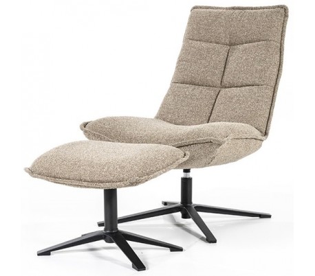 Marcus rotérbar lænestol med puf i polyester H94 cm - Sort/Lysegrå