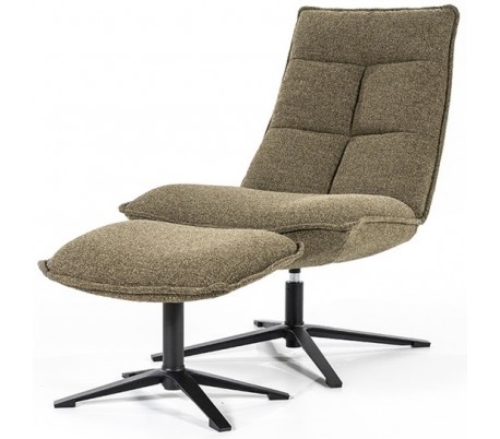 Marcus rotérbar lænestol med puf i polyester H94 cm - Sort/Beige