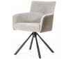 Sef rotérbar spisebordsstol i læder og polyester H86 cm - Sort/Beige/Brun