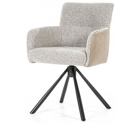 Sef rotérbar spisebordsstol i læder og polyester H86 cm - Sort/Beige/Cognac