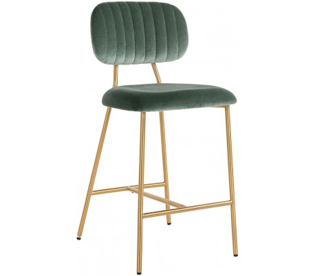 Xenia barstol i velour H96,5 cm - Børstet guld/Pink