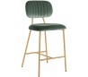 Xenia barstol i velour H96,5 cm - Børstet guld/Jadegrøn