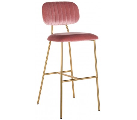 Xenia barstol i velour H96,5 cm - Børstet guld/Pink