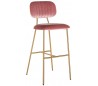 Xenia barstol i velour H109,5 cm - Børstet guld/Pink