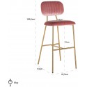 Xenia barstol i velour H96,5 cm - Børstet guld/Pink