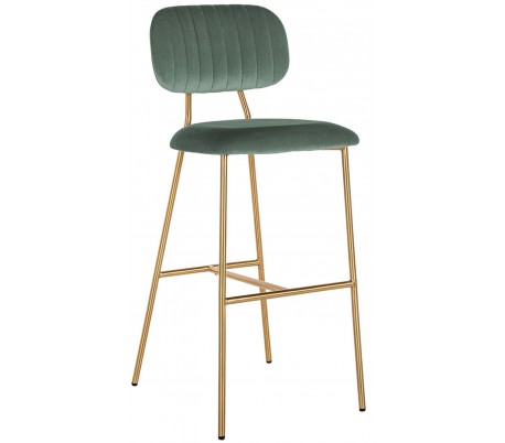 Xenia barstol i velour H109,5 cm - Børstet guld/Pink