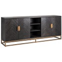 Blackbone sideboard i egetræsfinér og stål B225 cm - Sort/Guld