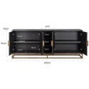 Blackbone sideboard i egetræsfinér og stål B225 cm - Sort/Guld