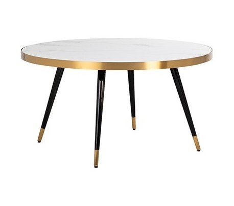 Odin sofabord i marmor og stål Ø80 cm - Sort/Hvid marmor