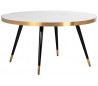 Delia sofabord i marmor og stål Ø80 cm - Sort/Antik guld/Hvid marmor