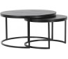 Catana sofaborde i mangotræ og stål Ø60 + Ø80 cm - Sort/Sort