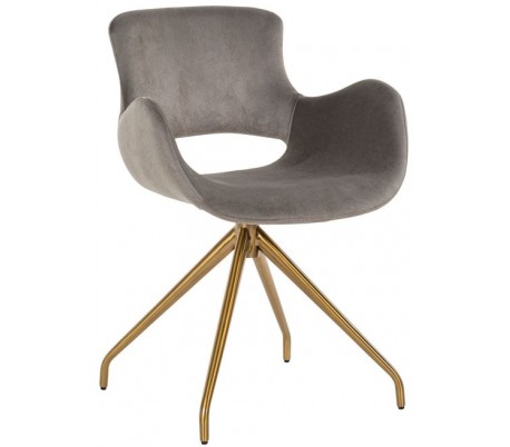 Sierra rotérbar spisebordsstol i velour H82 cm - Børstet guld/Jadegrøn