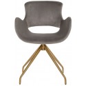 Sierra rotérbar spisebordsstol i velour H82 cm - Børstet guld/Jadegrøn