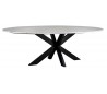 Lexington ovalt spisebord i marmor og jern 230 x 115 cm - Sort/Hvid marmor