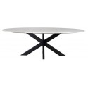 Lexington spisebord i marmor og jern 230 x 94 cm - Sort/Hvid marmor