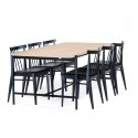 Ale spisebord i egetræsfinér og metal 210 x 100 cm - Sort/Hvidolieret