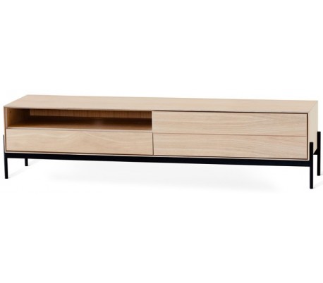 Ale sideboard i egetræsfinér og metal B184 cm - Sort/Hvidolieret