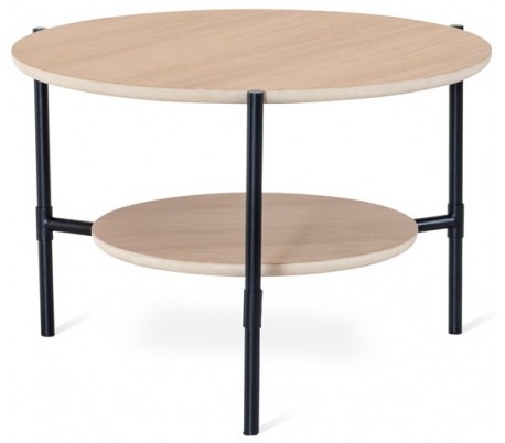 Ale sofabord i egetræsfinér og metal 135 x 65 cm - Sort/Hvidolieret