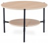 Ale sofabord i egetræsfinér og metal Ø80 cm - Sort/Hvidolieret