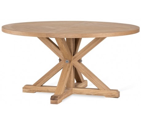 Ale rundt spisebord i egetræsfinér og metal Ø135 cm - Sort/Hvidolieret