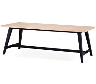 Ale spisebord i egetræsfinér og metal 210 x 100 cm - Sort/Hvidolieret