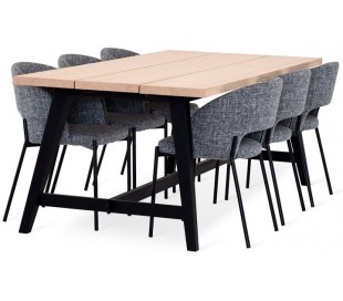 Ale spisebord i egetræsfinér og metal 210 x 100 cm - Sort/Hvidolieret 2