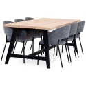 Ale spisebord i egetræsfinér og metal 210 x 100 cm - Sort/Hvidolieret