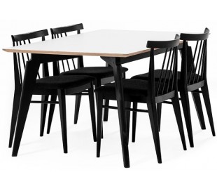 Bella spisebord i højtrykslaminat og træ 200 x 95 cm - Sort/Hvid/Natur 2