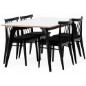 Bella spisebord i højtrykslaminat og træ 200 x 95 cm - Sort/Hvid/Natur