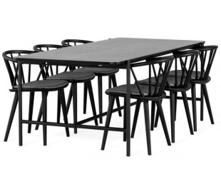 Ale spisebord i egetræsfinér og metal 210 x 100 cm - Sort/Hvidolieret 2