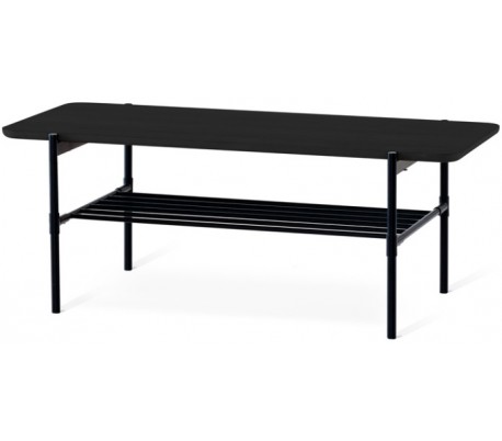 Ale sofabord i egetræsfinér og metal 135 x 65 cm - Sort/Hvidolieret