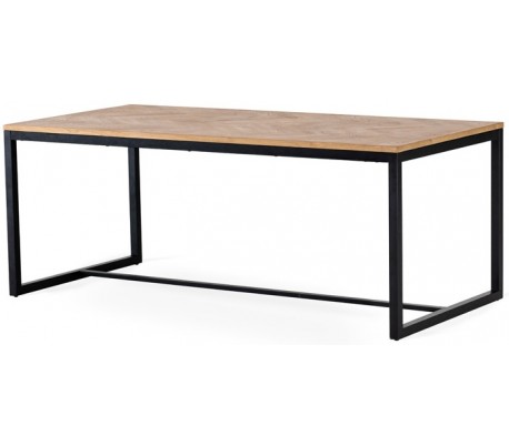 Estelle spisebord i egetræ og egetræsfinér 205 x 100 cm - Brunbejset