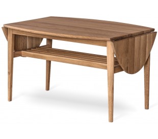 Flip sofabord i egetræ 90 - 140 x 69 cm - Hvidolieret eg