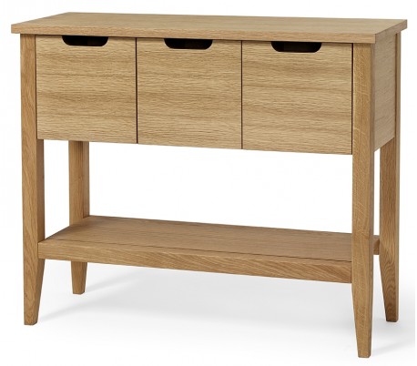 Klinte konsolbord med 3 skuffer i birketræ og mdf B93 cm - Sort