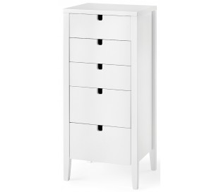 Klinte kommode med 4 skuffer og 2 skabe i birketræ og mdf H91 cm - Hvid