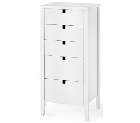 Klinte kommode med 4 skuffer og 2 skabe i birketræ og mdf H91 cm - Hvid