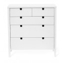 Klinte kommode med 4 skuffer og 2 skabe i birketræ og mdf H91 cm - Hvid