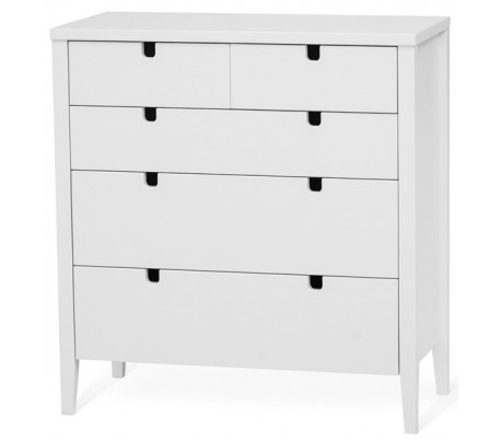 Klinte kommode med 4 skuffer og 2 skabe i birketræ og mdf H91 cm - Hvid