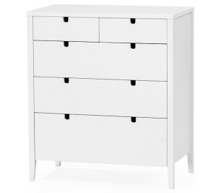 Klinte kommode med 5 skuffer i birketræ og mdf H78 cm - Hvid