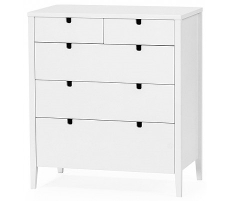 Klinte kommode med 5 skuffer i birketræ og mdf H78 cm - Hvid