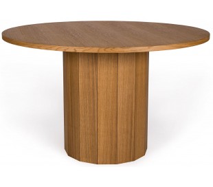 Traversa rundt spisebord i laminat og stål Ø110 cm - Sort/Natur