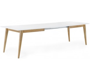 Mood spisebord med butterfly udtræk i mdf og egetræ 150 - 200 x 95 cm - Hvid/Natur 2