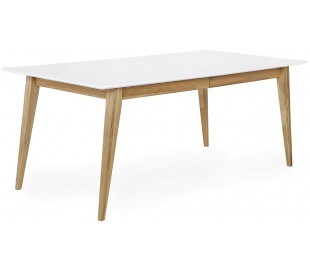 Mood spisebord med butterfly udtræk i mdf og egetræ 150 - 200 x 95 cm - Hvid/Natur