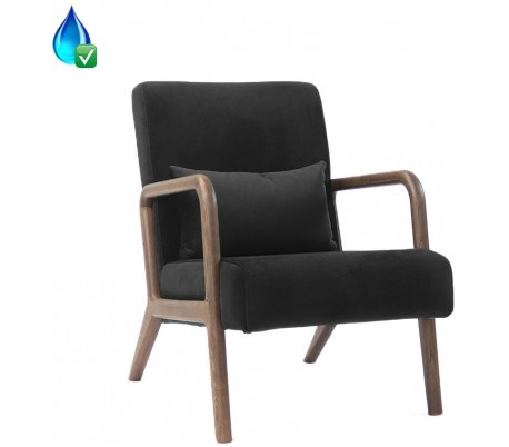 Bibi Lænestol i træ og velour H78 cm - Mørkebrun/Grøn