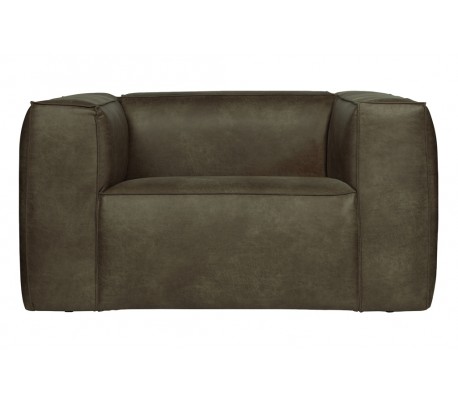 Lænestol i læder B146 x 98 cm - Vintage sort