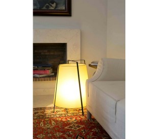 Gulvlampe i tekstil og metal H151 x Ø48 cm 1 x E27 - Hvid/Krom 2