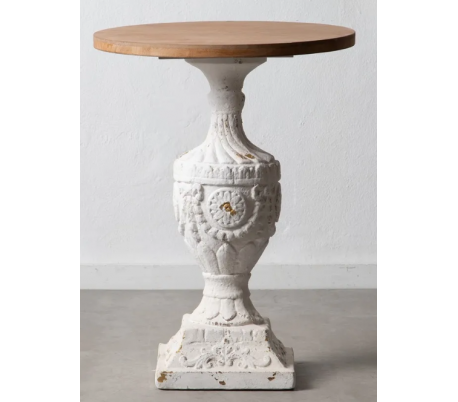 Kommode i pawloniatræ og mdf B85 cm - Antik hvid