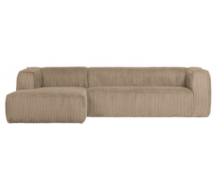 Moderne hjørnesofa i ripcord polyester 305 x 175 cm - Natur