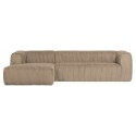 Moderne hjørnesofa i ripcord polyester 305 x 175 cm - Natur